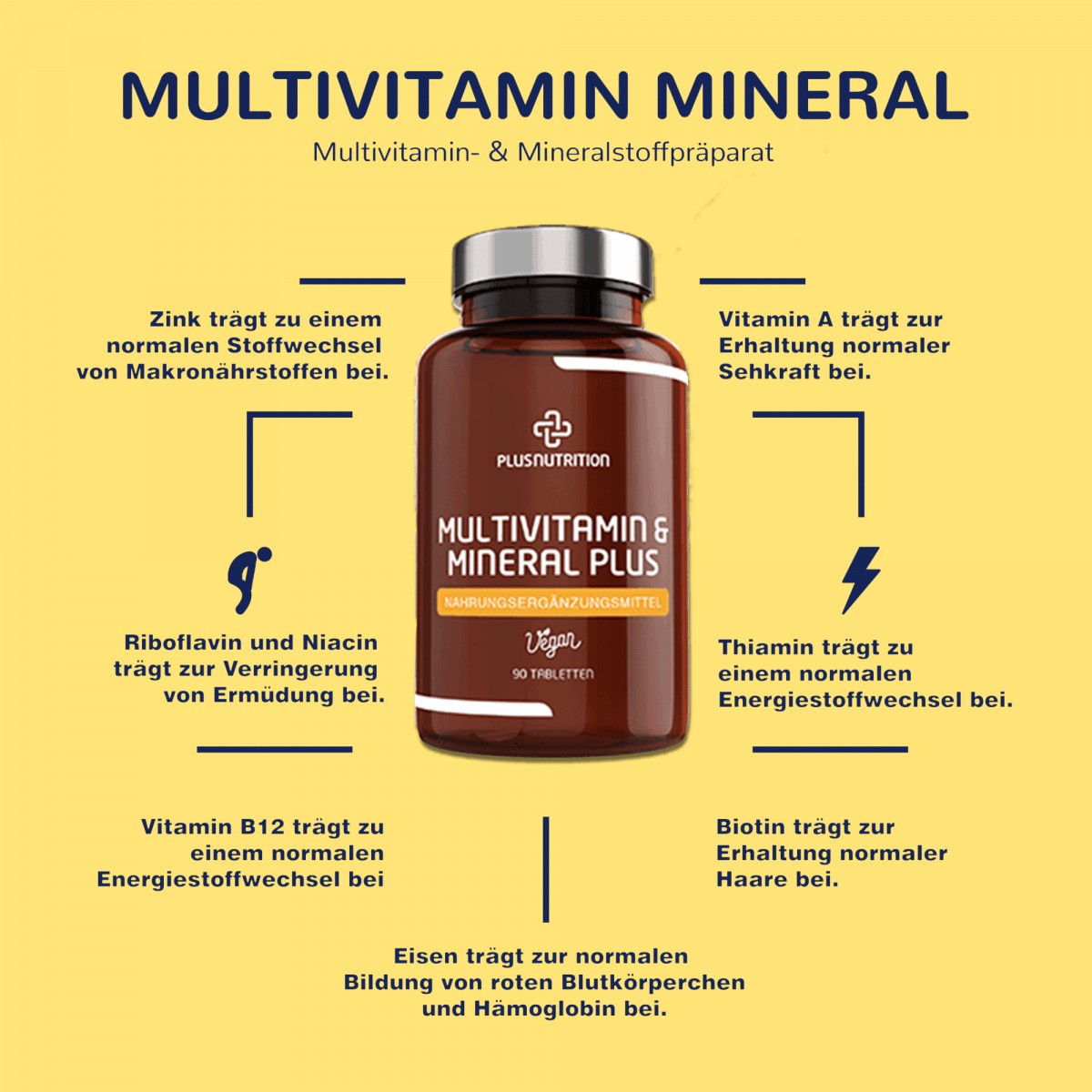 Plus Nutrition Multivitamin & Mineralien 117 g (90 Tabletten