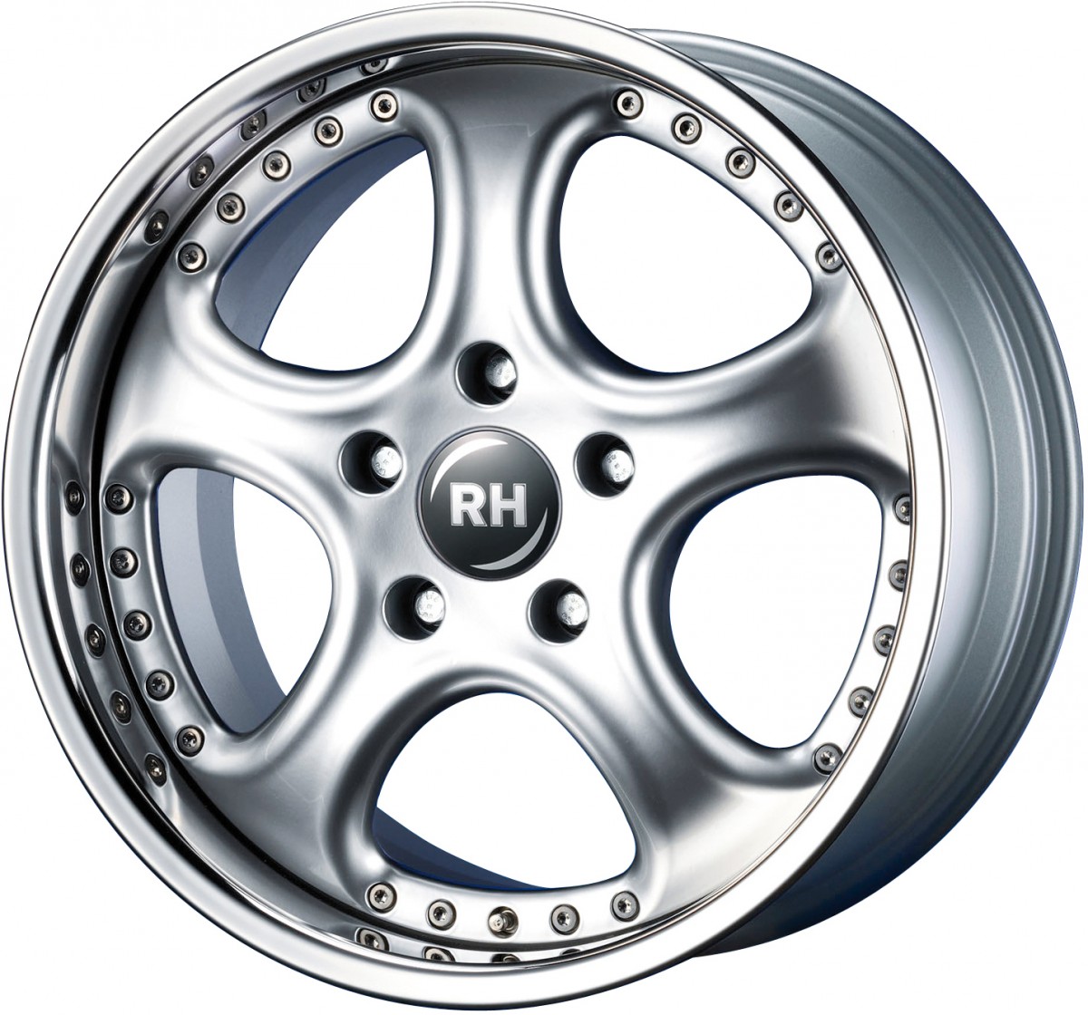 RH Alurad RAL Cup silber mit Edelstahlhorn 9x18 ET52 - LK5/130 ML71.5 ...